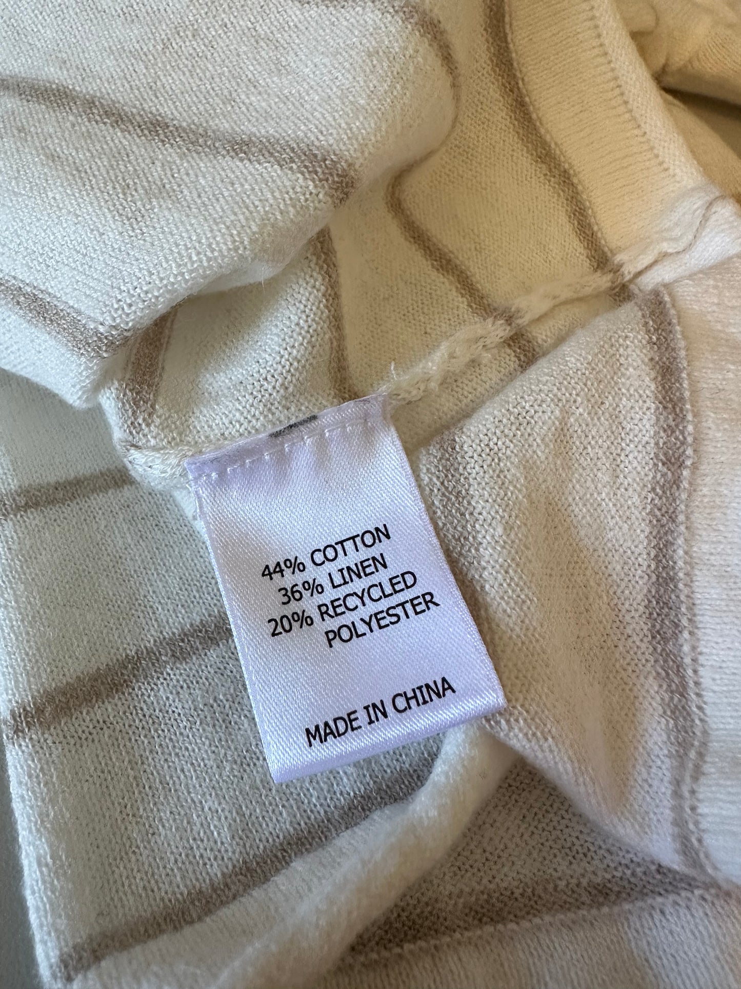 NWT La Ligne Tan and Cream Striped Cotton and Linen Sweater | Size XS