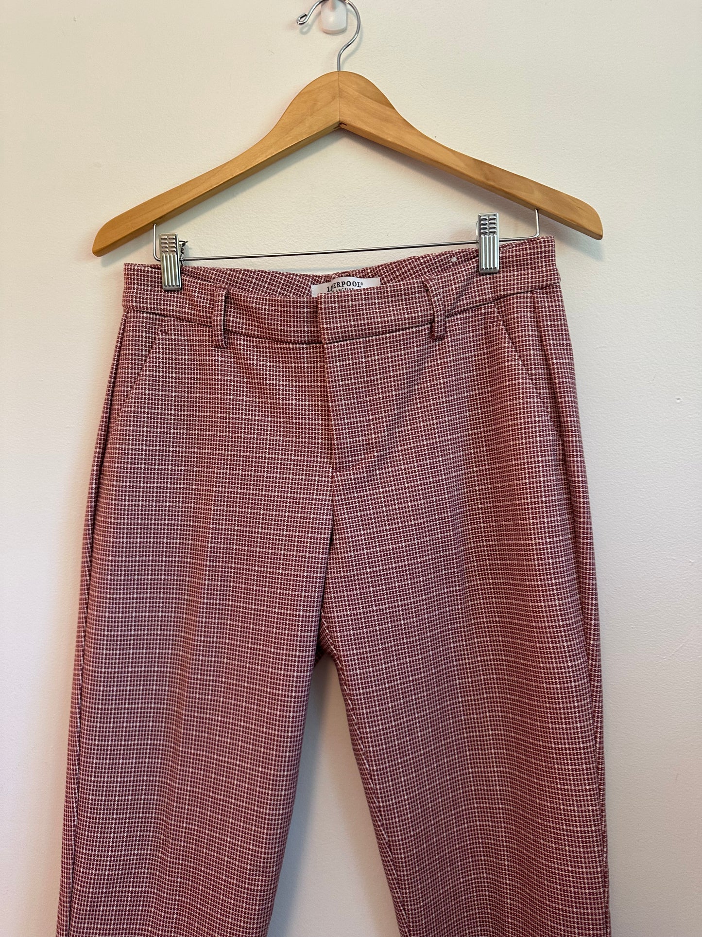 Liverpool Los Angeles Red and White Houndstooth Trousers | Size 8