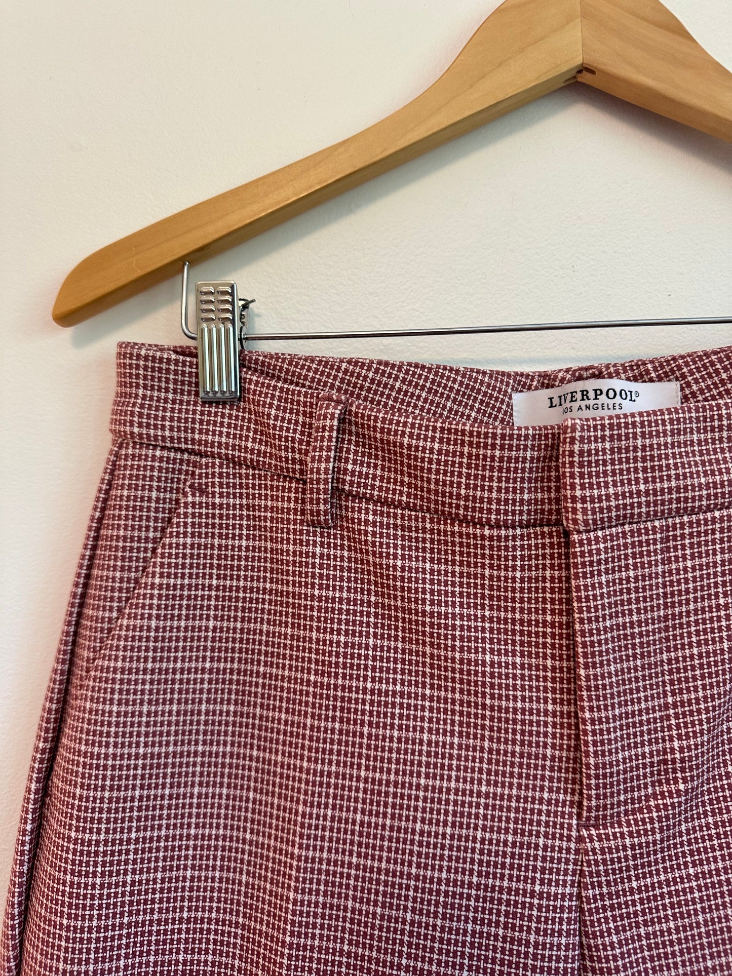 Liverpool Los Angeles Red and White Houndstooth Trousers | Size 8