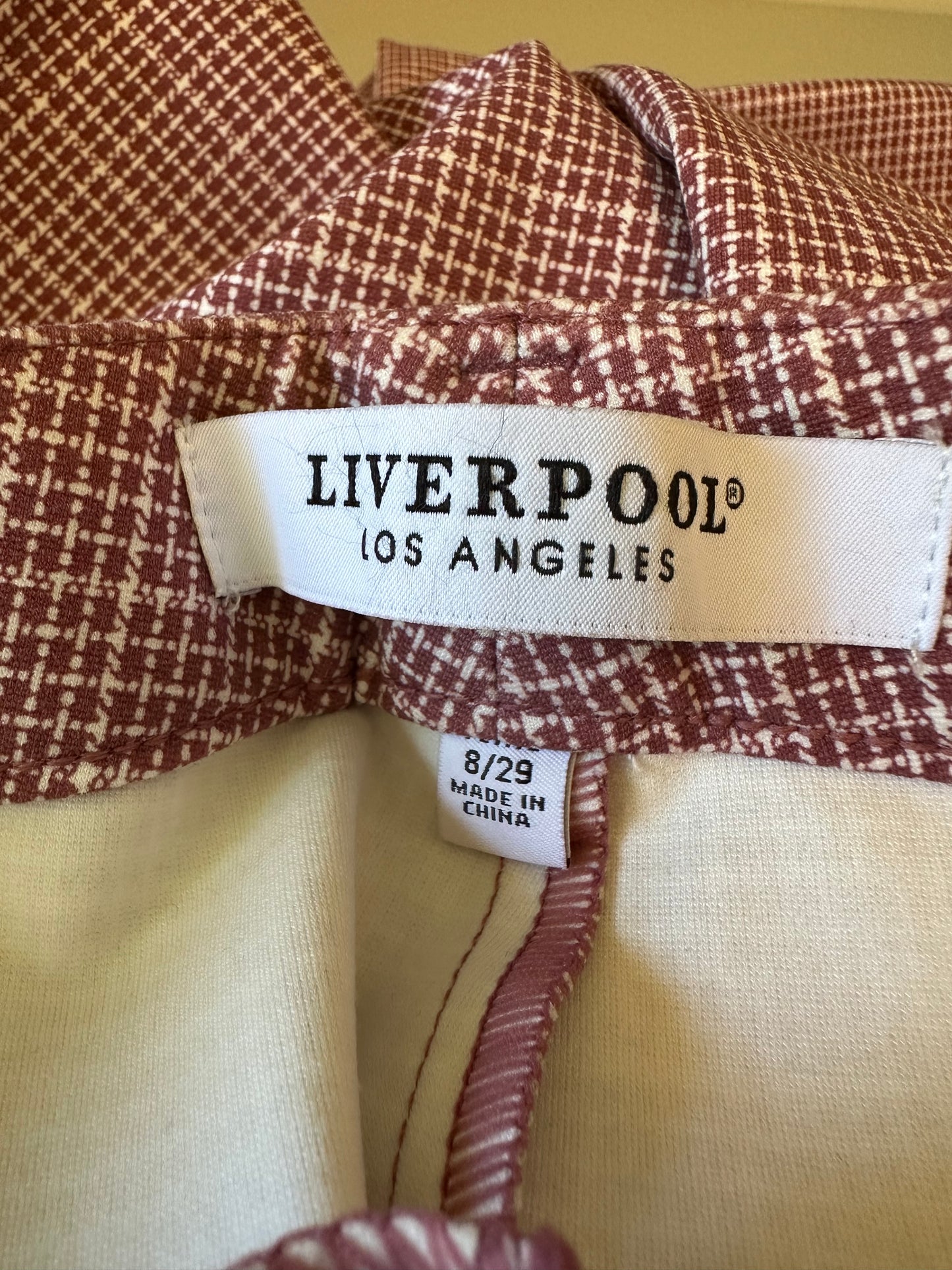 Liverpool Los Angeles Red and White Houndstooth Trousers | Size 8