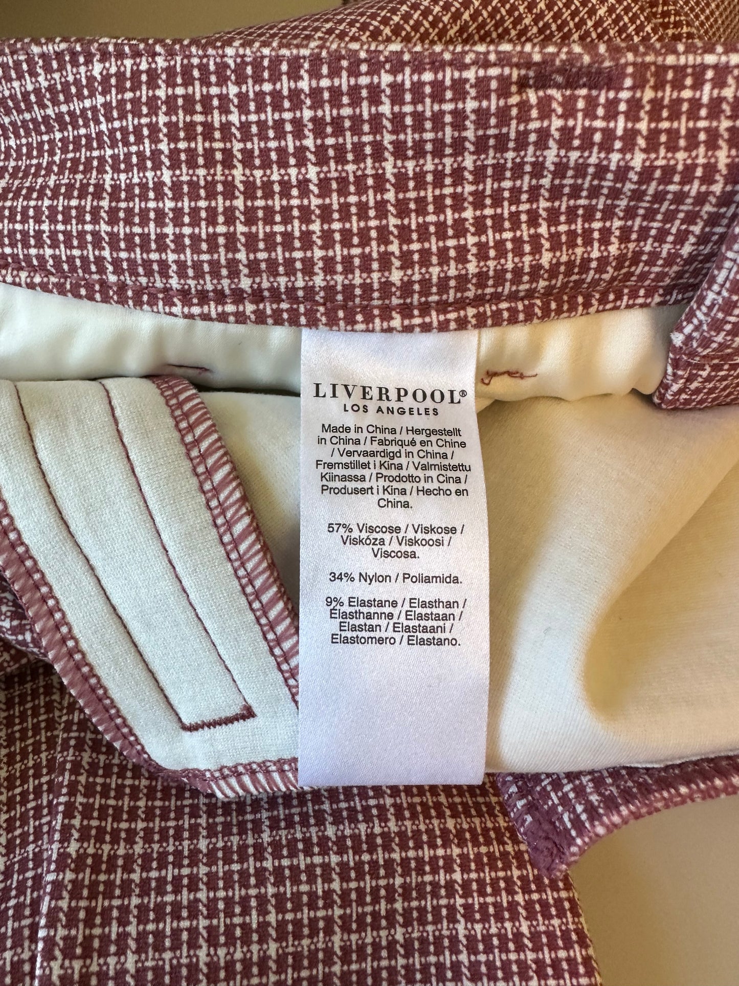 Liverpool Los Angeles Red and White Houndstooth Trousers | Size 8