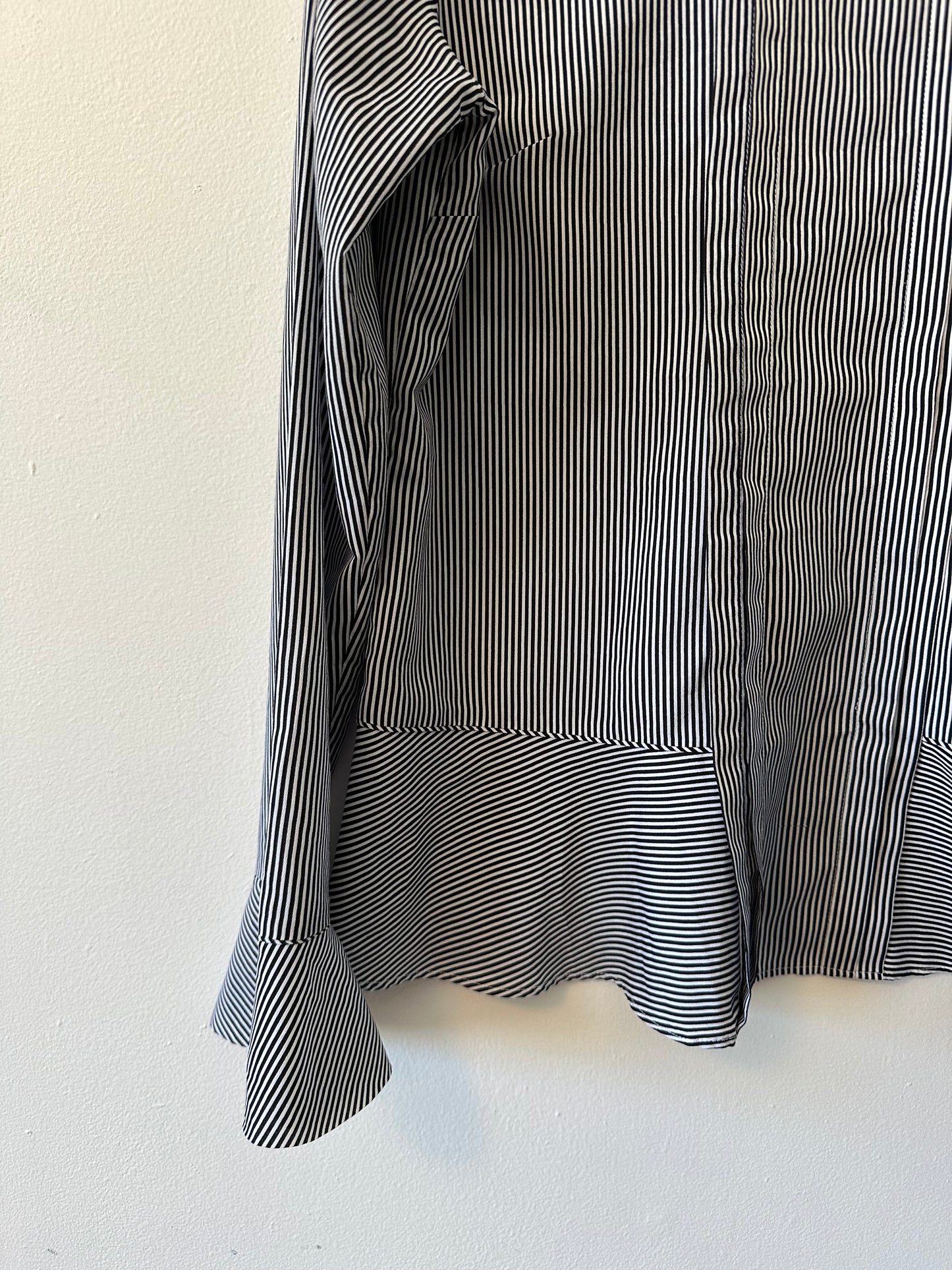 Banana Republic Navy and White Striped Flounce Peplum Blouse | Size Medium