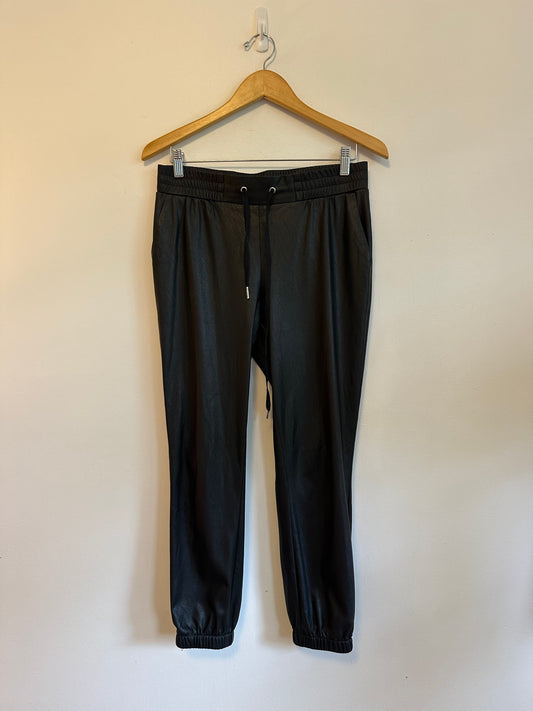 n:Philanthropy Black Faux Leather Jogger Pants | Size Medium