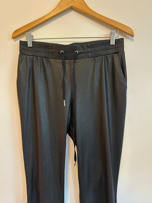 n:Philanthropy Black Faux Leather Jogger Pants | Size Medium