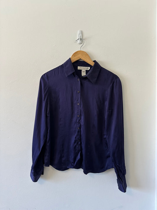 Jones New York Vintage Purple Silk Button Front Blouse | Size 8