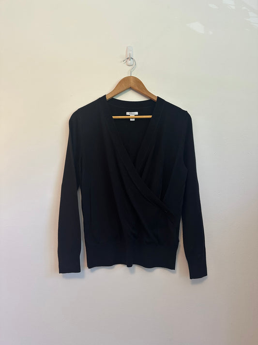 Daily Ritual Black Wrap Sweater | Size Medium
