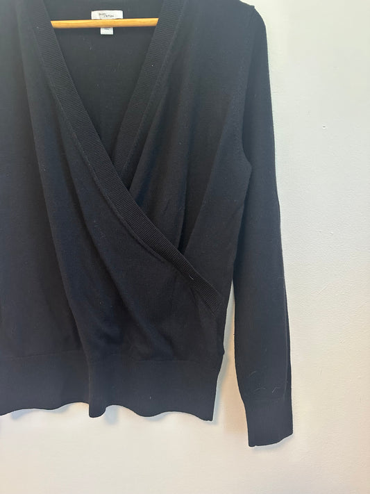 Daily Ritual Black Wrap Sweater | Size Medium