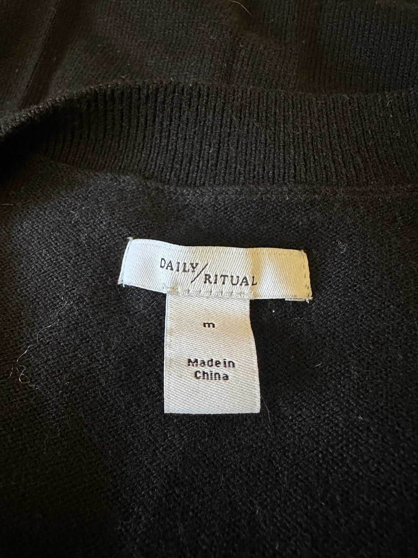 Daily Ritual Black Wrap Sweater | Size Medium