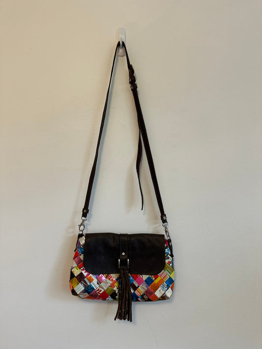 Nahui Ollin Woven Recycled Candy Wrapper Crossbody Bag