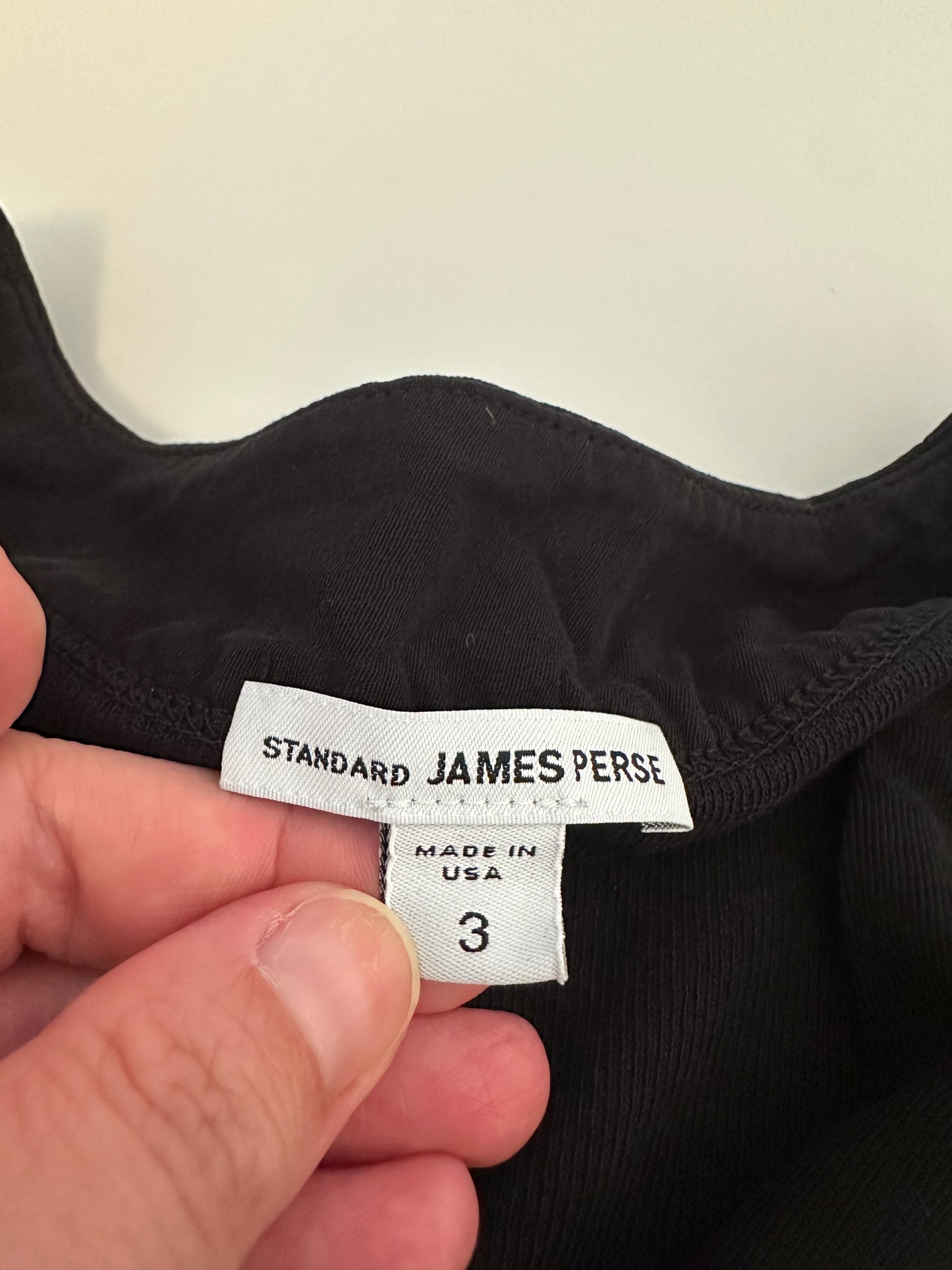 James Perse Black Cotton Henley Long Sleeve T-Shirt | Size 3 (Large)