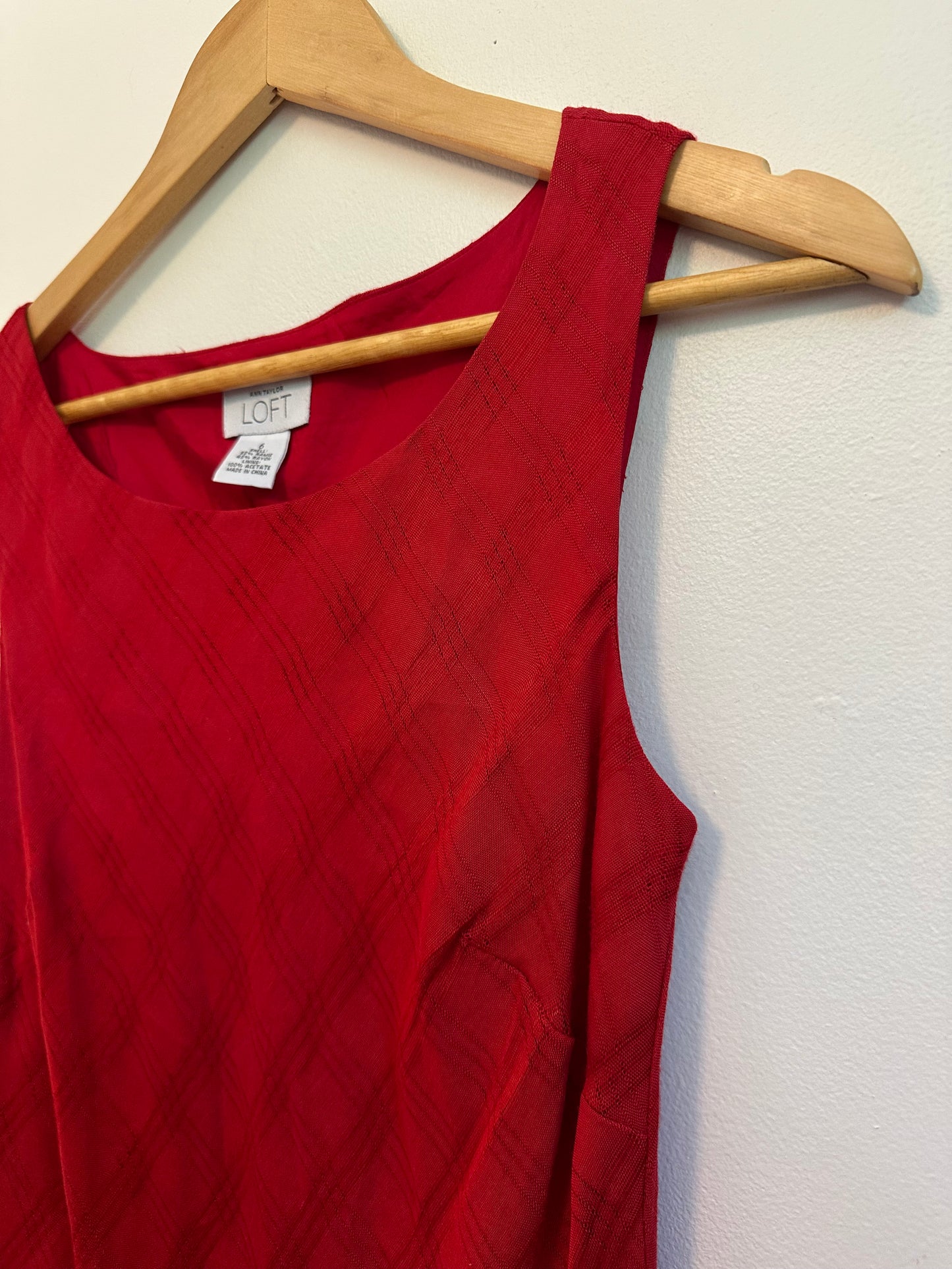Loft Vintage Bias Cut Sleeveless Red Dress | Size 6