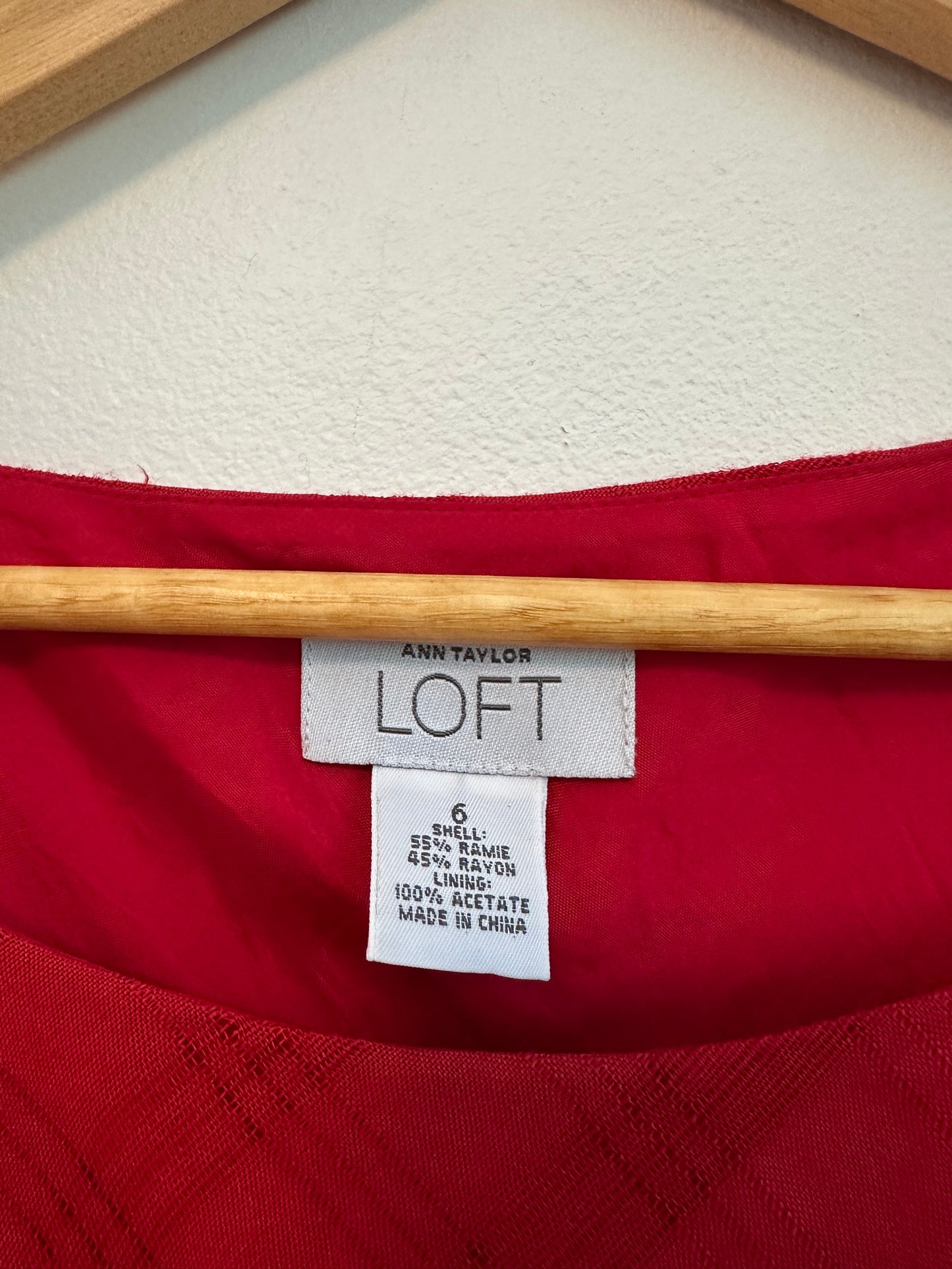 Loft Vintage Bias Cut Sleeveless Red Dress | Size 6