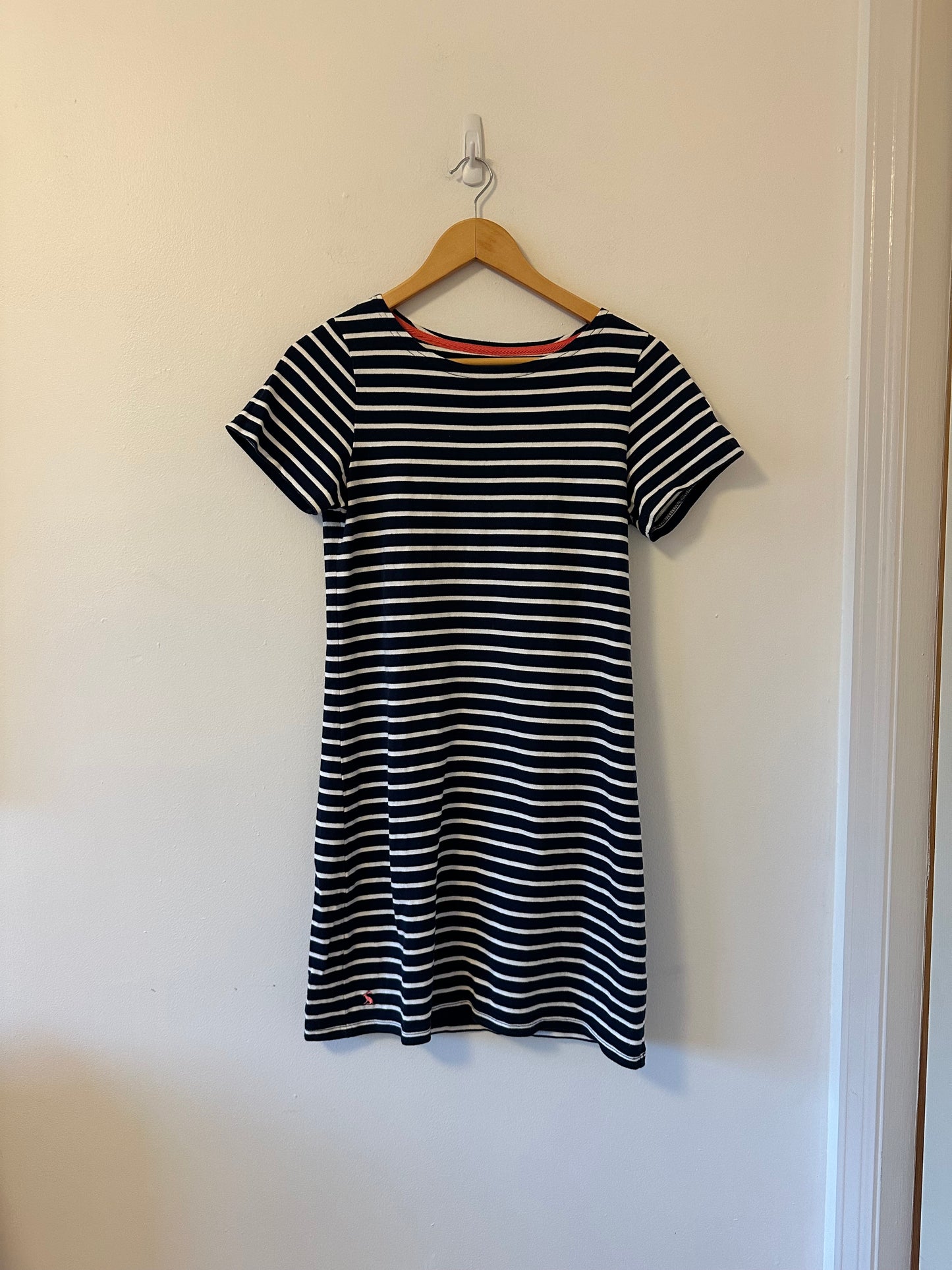 Joules Boatneck Navy and White Stripe T-Shirt Dress | Size 6