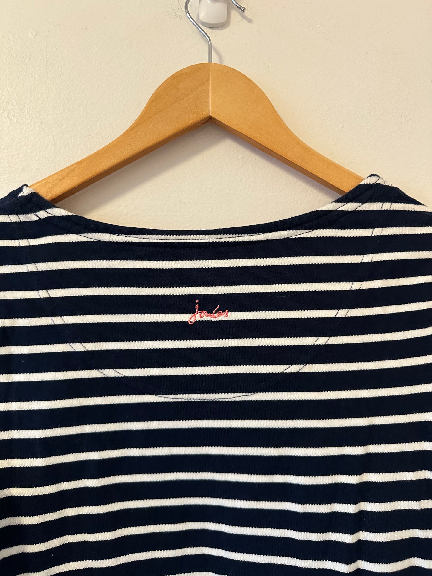Joules Boatneck Navy and White Stripe T-Shirt Dress | Size 6