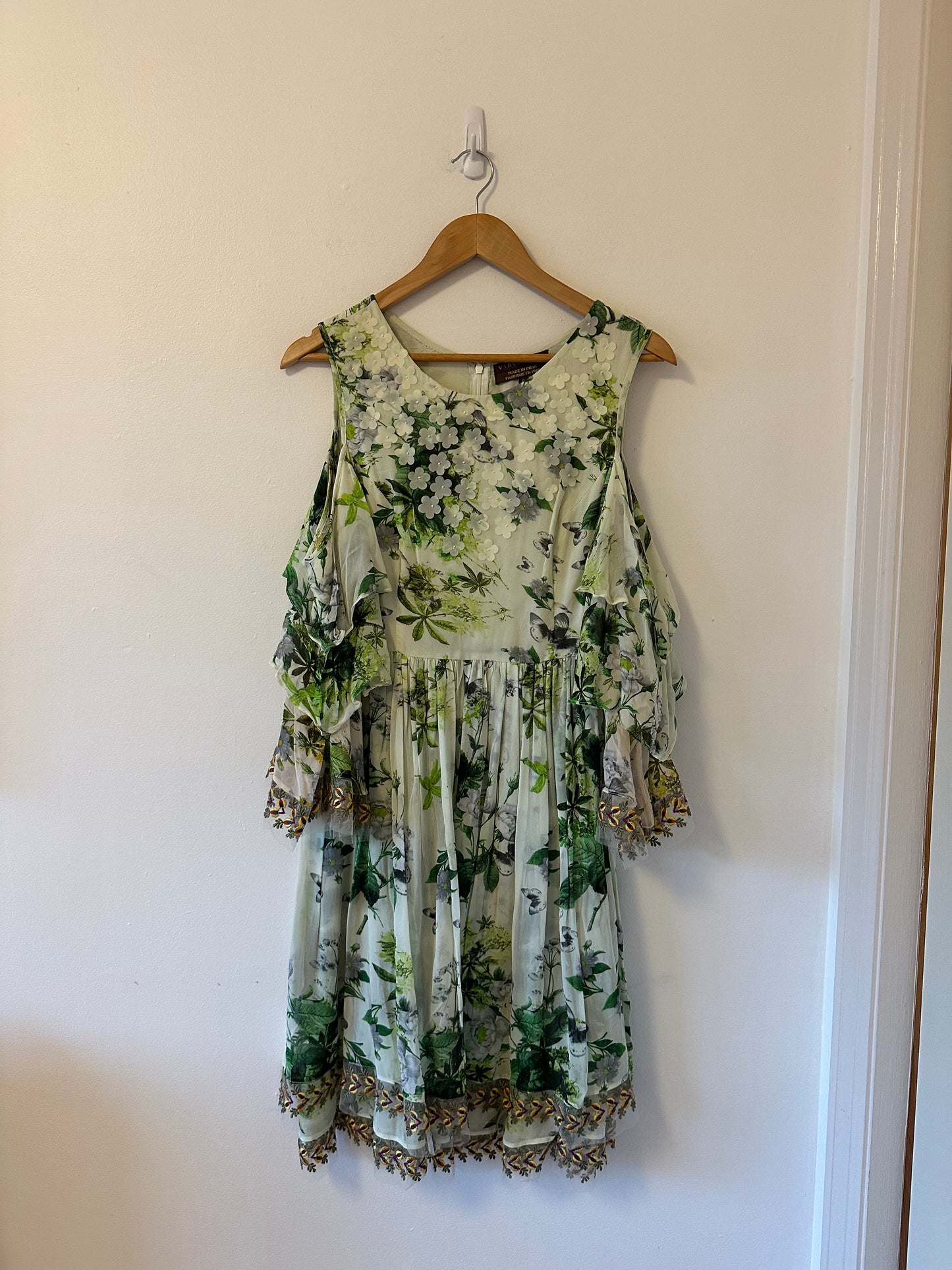 NWT Anthropologie Varun Bahl Petra Ruffled Open-Shoulder Dress | Size 8