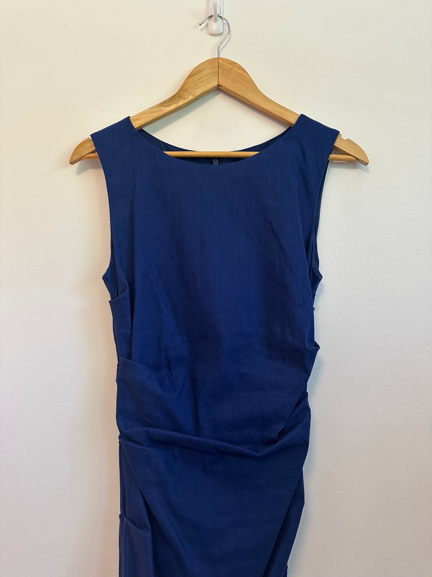 Nicole Miller Linen Blend Ruched Sheath Dress in Blue | Size 8