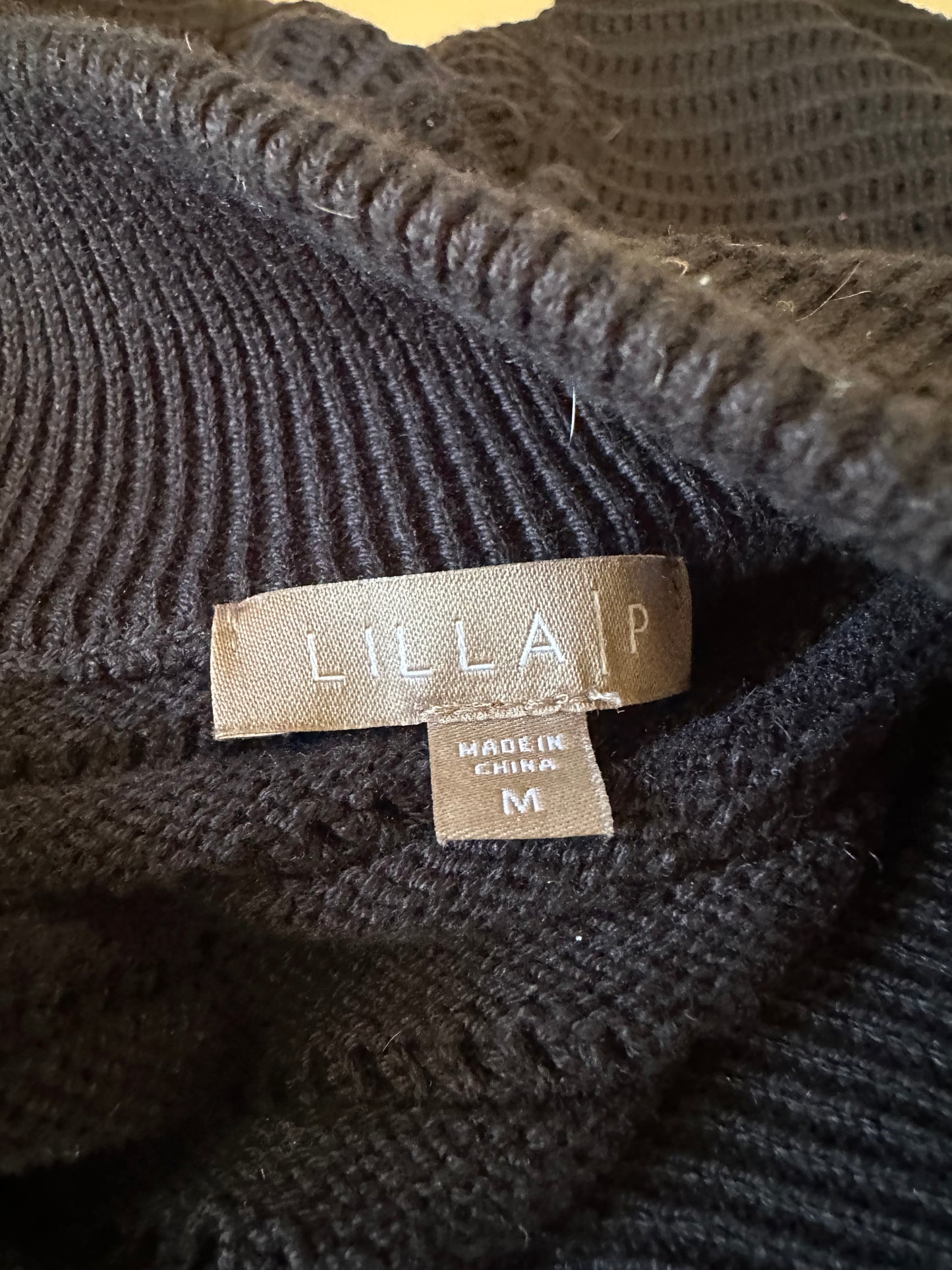 Lilla P Pointelle Half Zip Cotton Blend Sweater | Size Medium