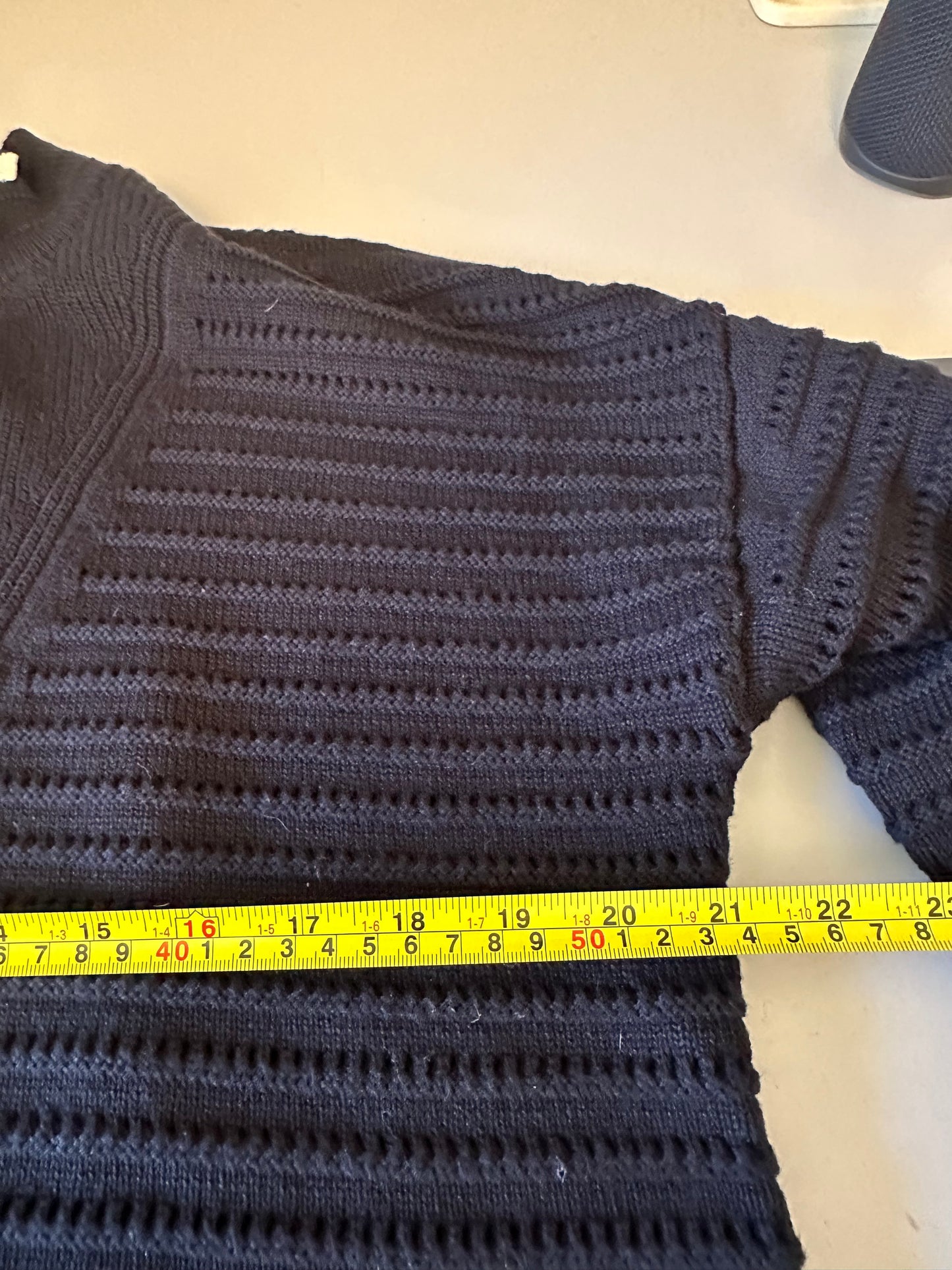 Lilla P Pointelle Half Zip Cotton Blend Sweater | Size Medium
