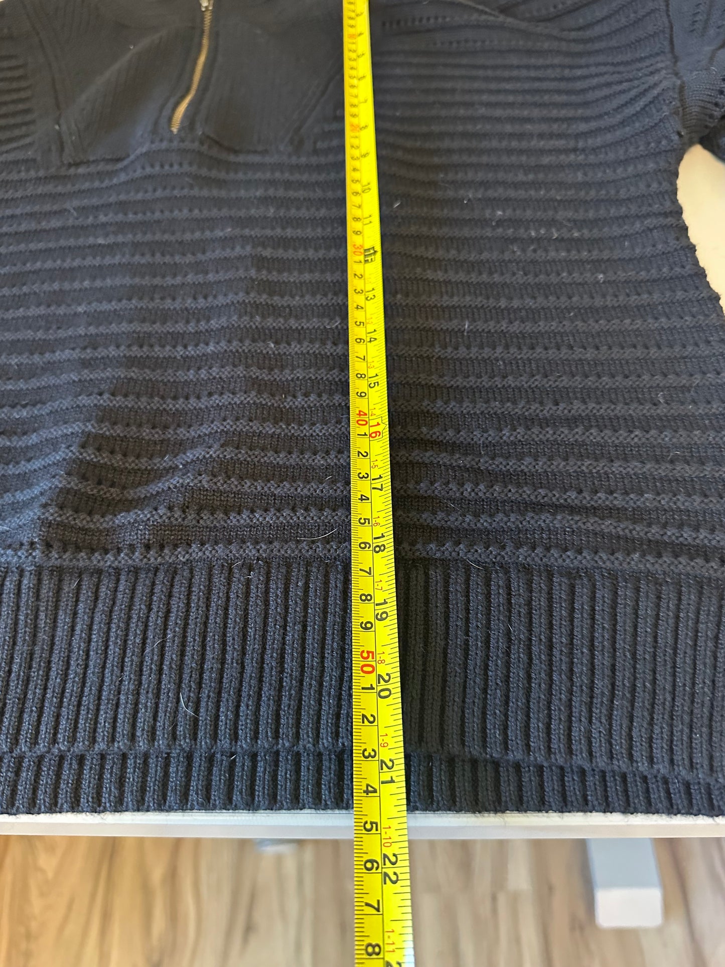 Lilla P Pointelle Half Zip Cotton Blend Sweater | Size Medium