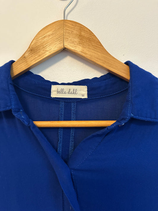Bella Dahl Royal Blue Split Back Button Down Shirt | Size Medium