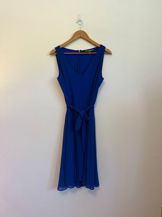 Karl Lagerfeld Crepe Belted V-Neck Cocktail Dress | Size 8