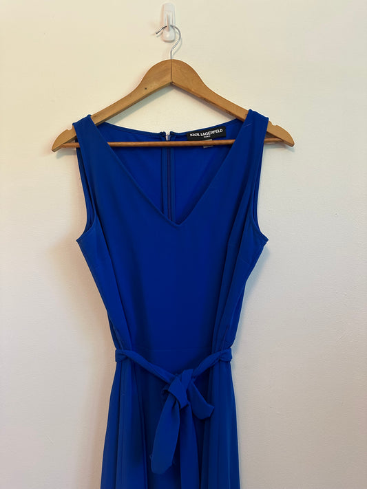 Karl Lagerfeld Crepe Belted V-Neck Cocktail Dress | Size 8