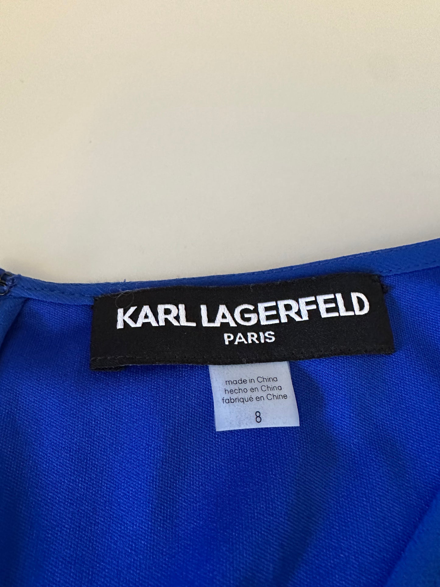 Karl Lagerfeld Crepe Belted V-Neck Cocktail Dress | Size 8