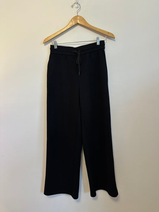 Womens Black Wide Leg Lounge Scuba Knit Drawstring Pants | Size Medium