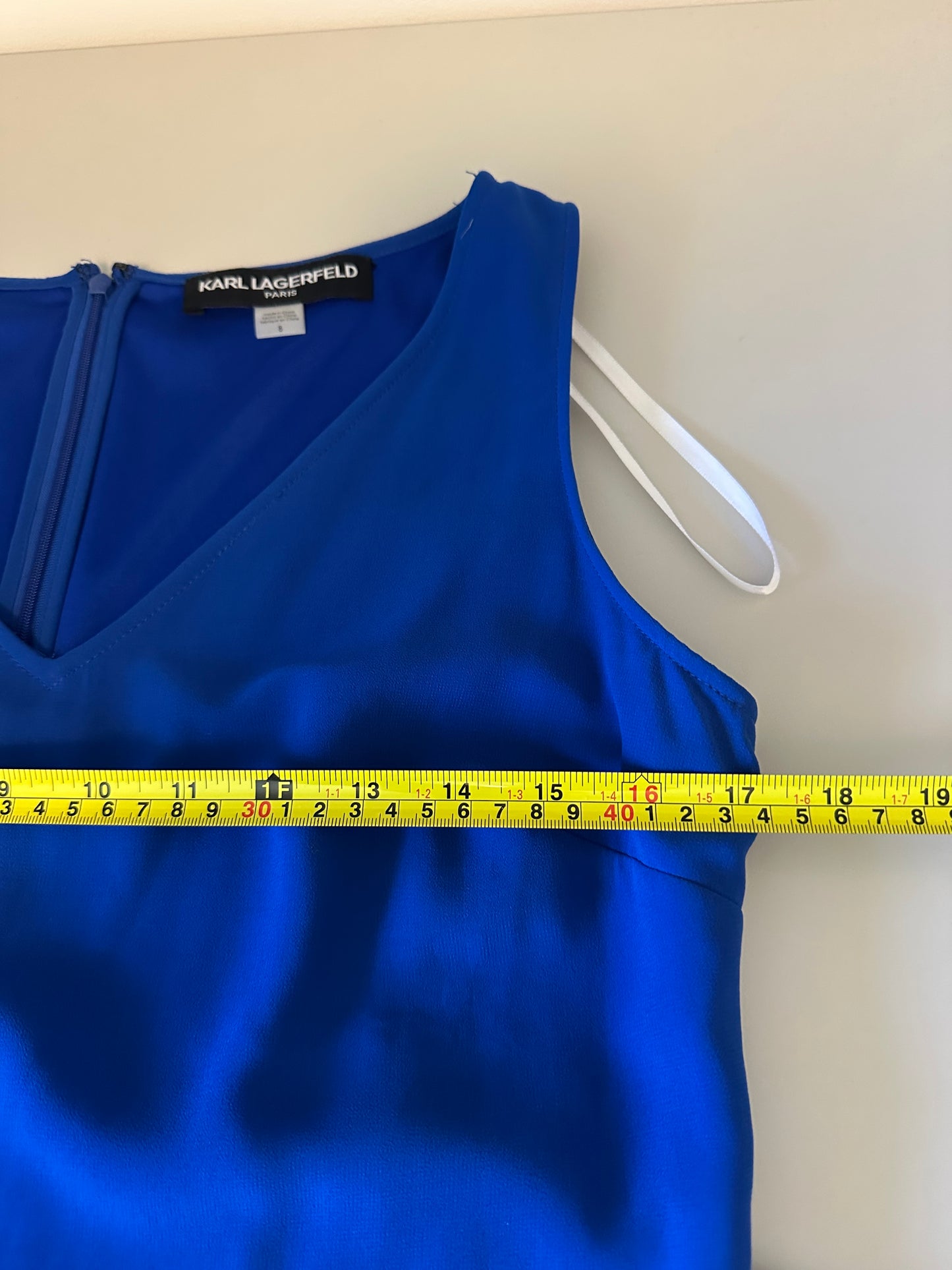 Karl Lagerfeld Crepe Belted V-Neck Cocktail Dress | Size 8