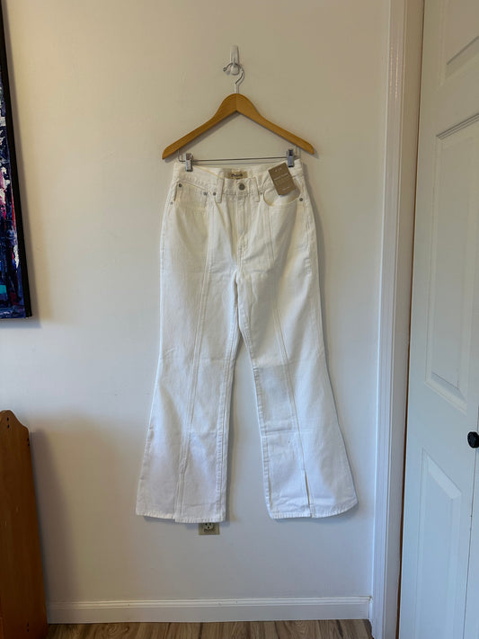 NWT Madewell White Baggy Flare Front Slit Jeans | Size 28
