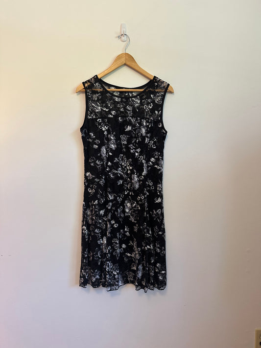 NWT Papa Sleeveless Black Dress With Lace Overlay | Size Medium