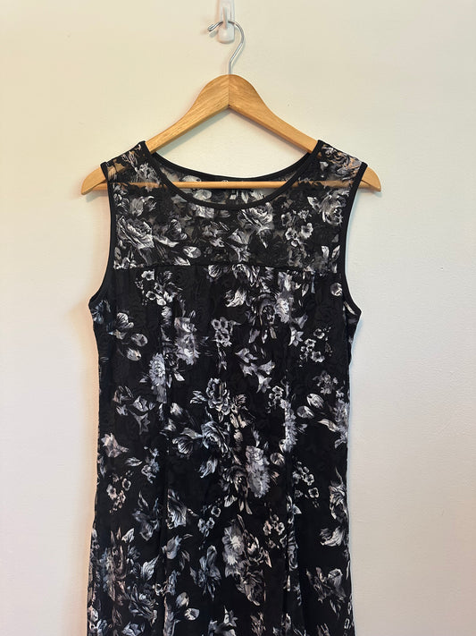 NWT Papa Sleeveless Black Dress With Lace Overlay | Size Medium