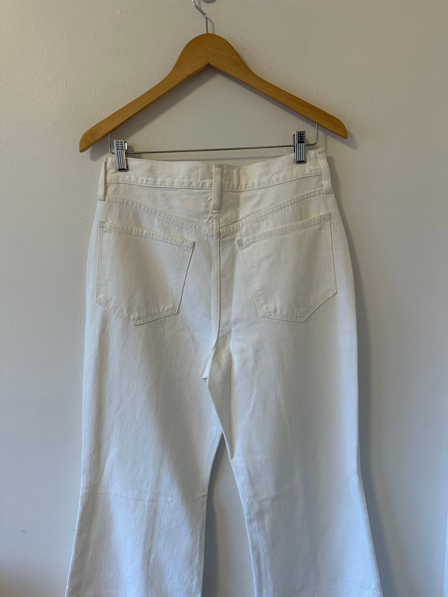 NWT Madewell White Baggy Flare Front Slit Jeans | Size 28