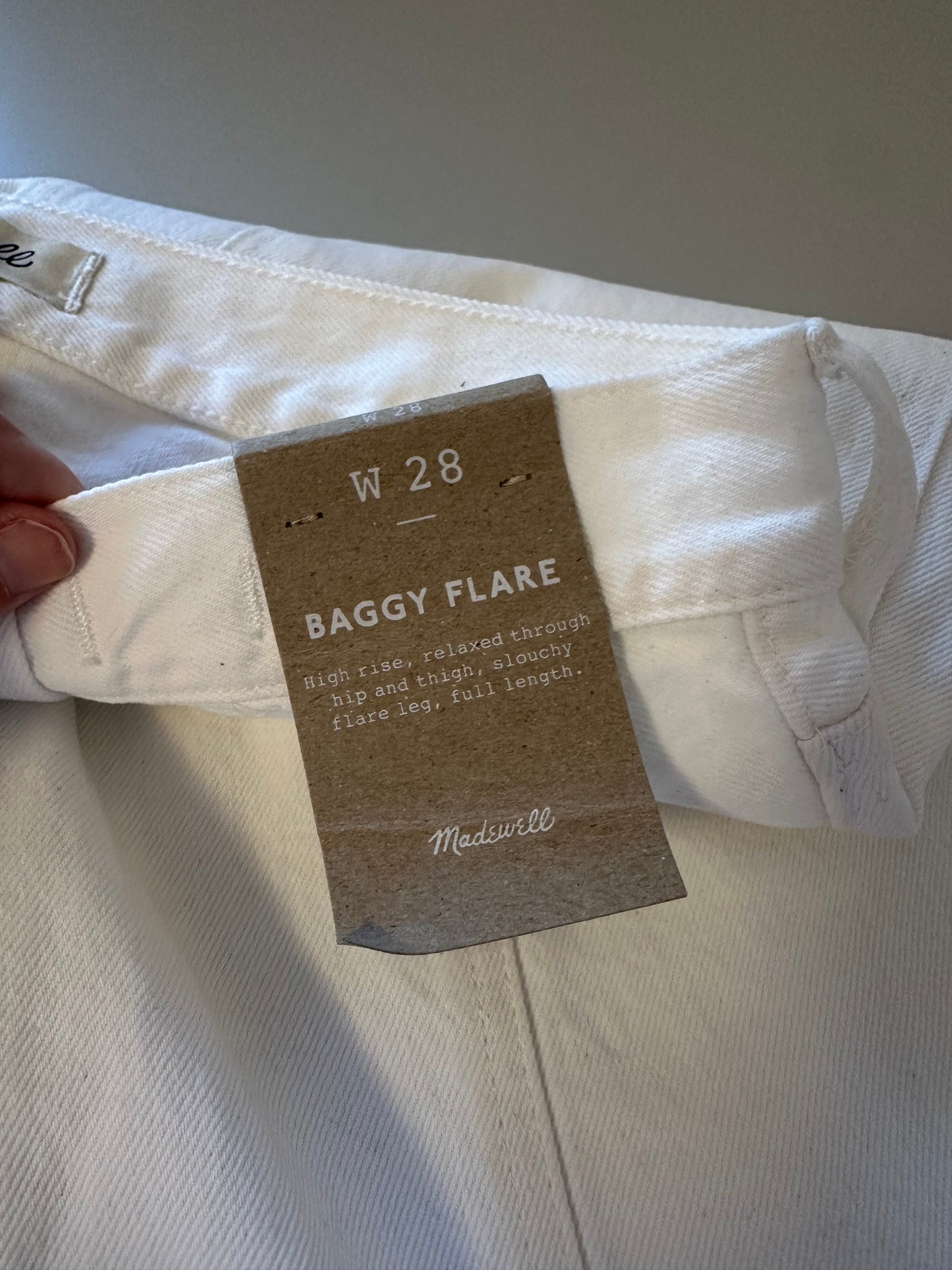 NWT Madewell White Baggy Flare Front Slit Jeans | Size 28