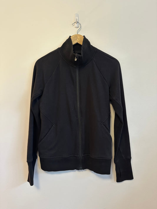 Athleta Triumph Full Zip Jacket Black Mock Neck Sweatshirt | Size Medium