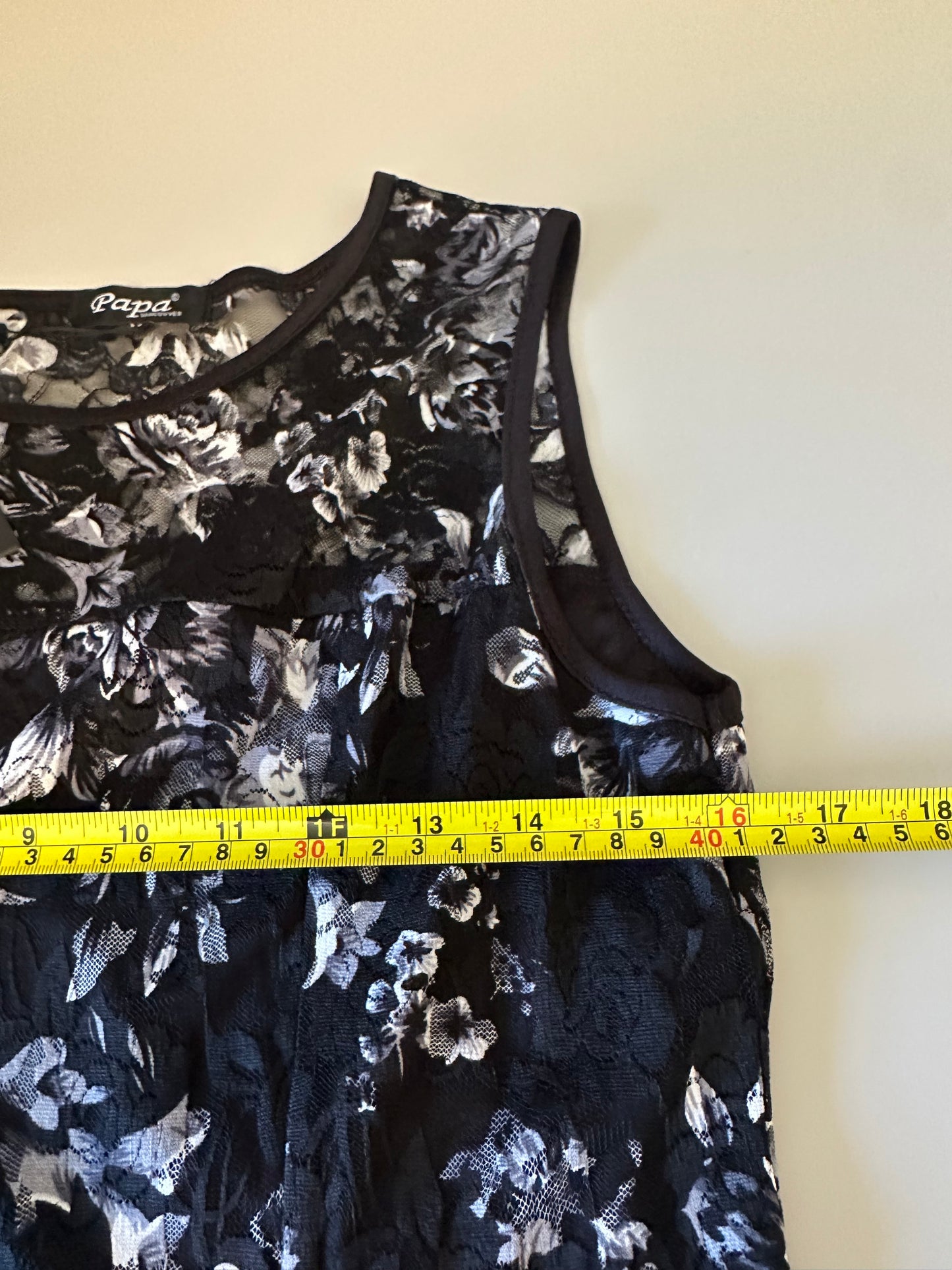 NWT Papa Sleeveless Black Dress With Lace Overlay | Size Medium