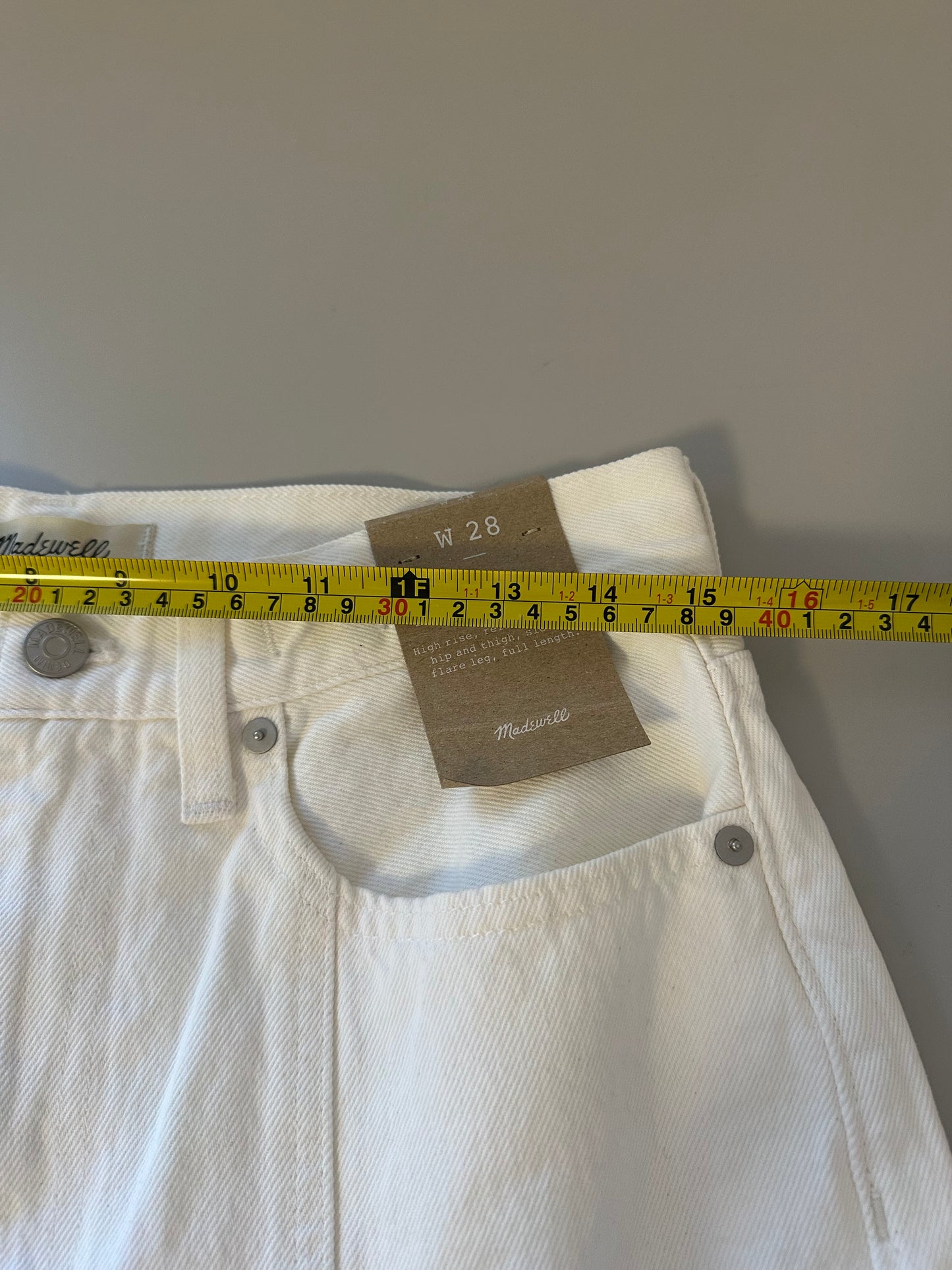 NWT Madewell White Baggy Flare Front Slit Jeans | Size 28