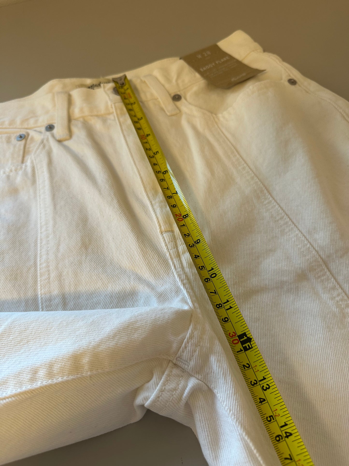 NWT Madewell White Baggy Flare Front Slit Jeans | Size 28