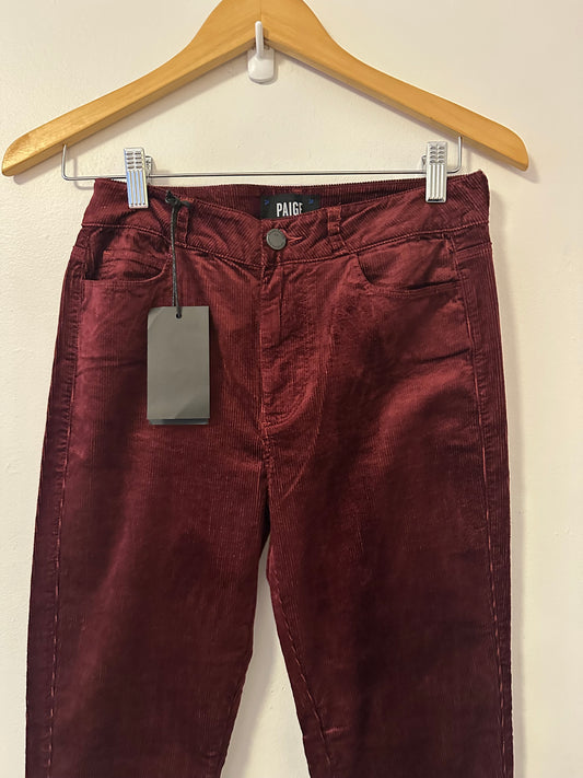 NWT PAIGE Hoxton Ultra Skinny Jeans in Deep Currant Corduroy | Size 27