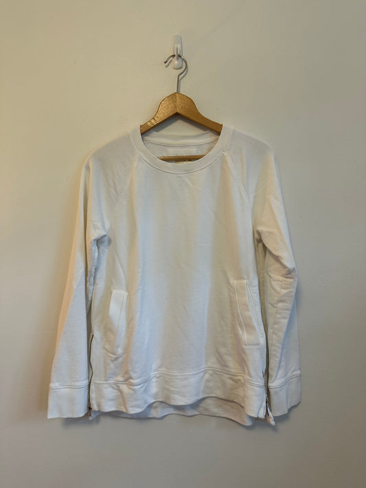 Lilly Pulitzer Luxletic White Cotton French Terry Side Zip Sweatshirt | Size Small