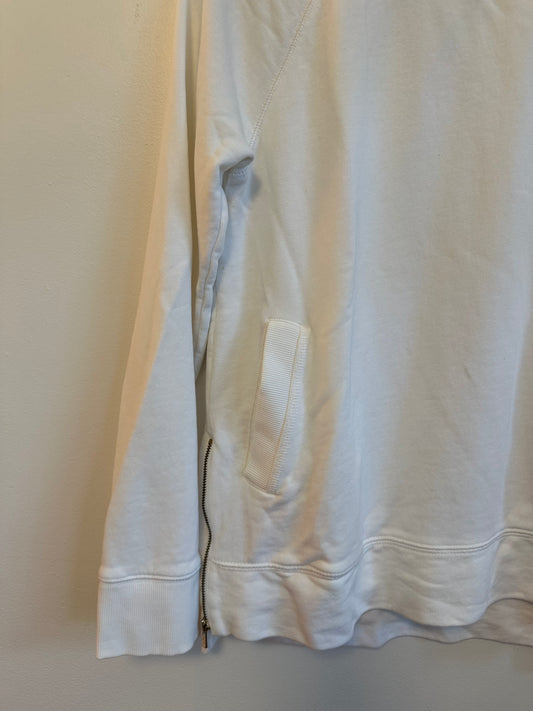 Lilly Pulitzer Luxletic White Cotton French Terry Side Zip Sweatshirt | Size Small