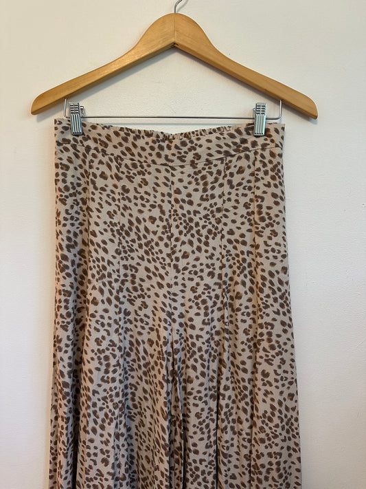 Petal + Pup Leopard Print Wide Leg Pants in Brown and Tan | Size Medium