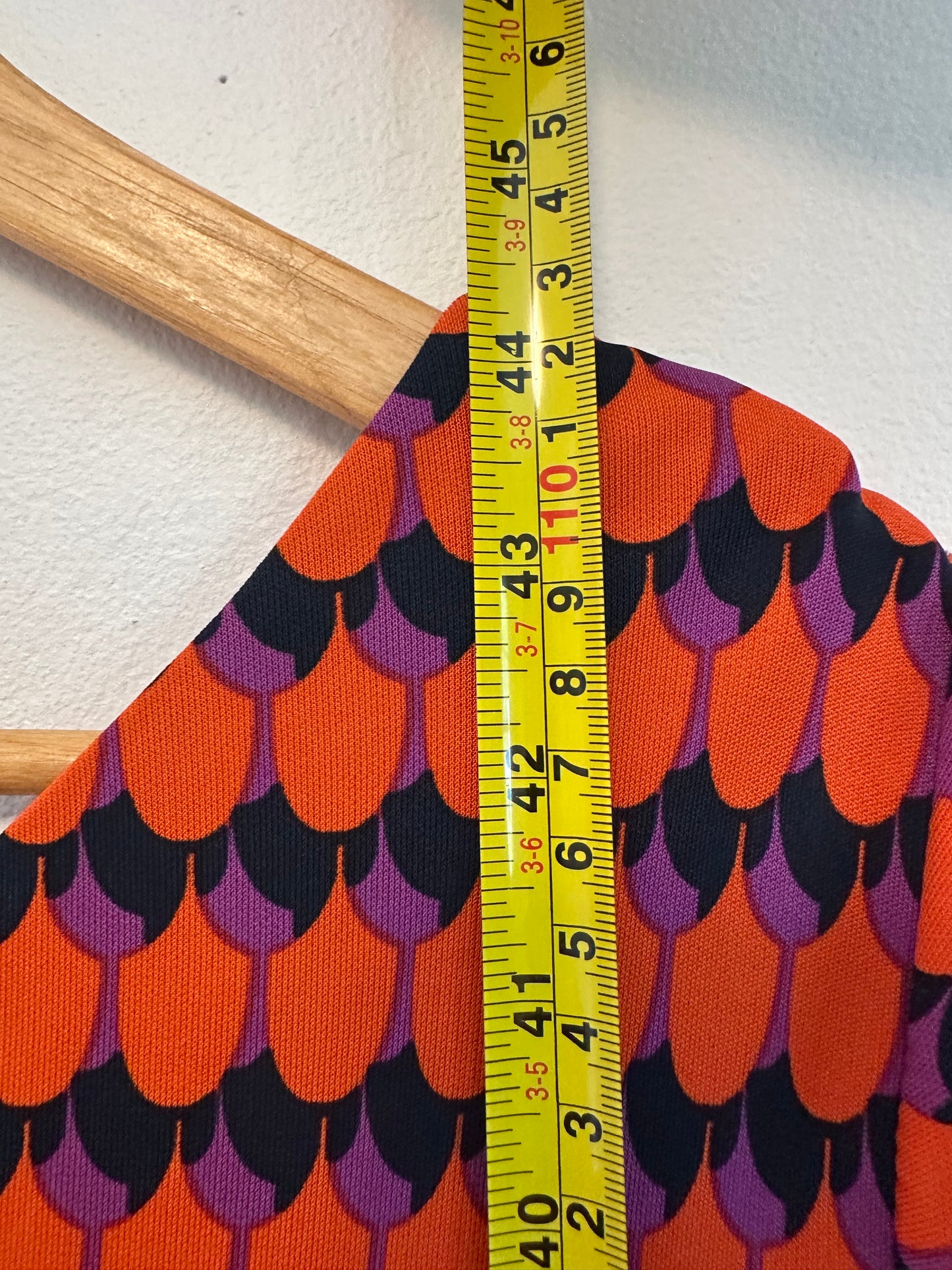 Nanette Lepore Vintage Twisted Front Jersey Dress in Orange, Purple, and Black