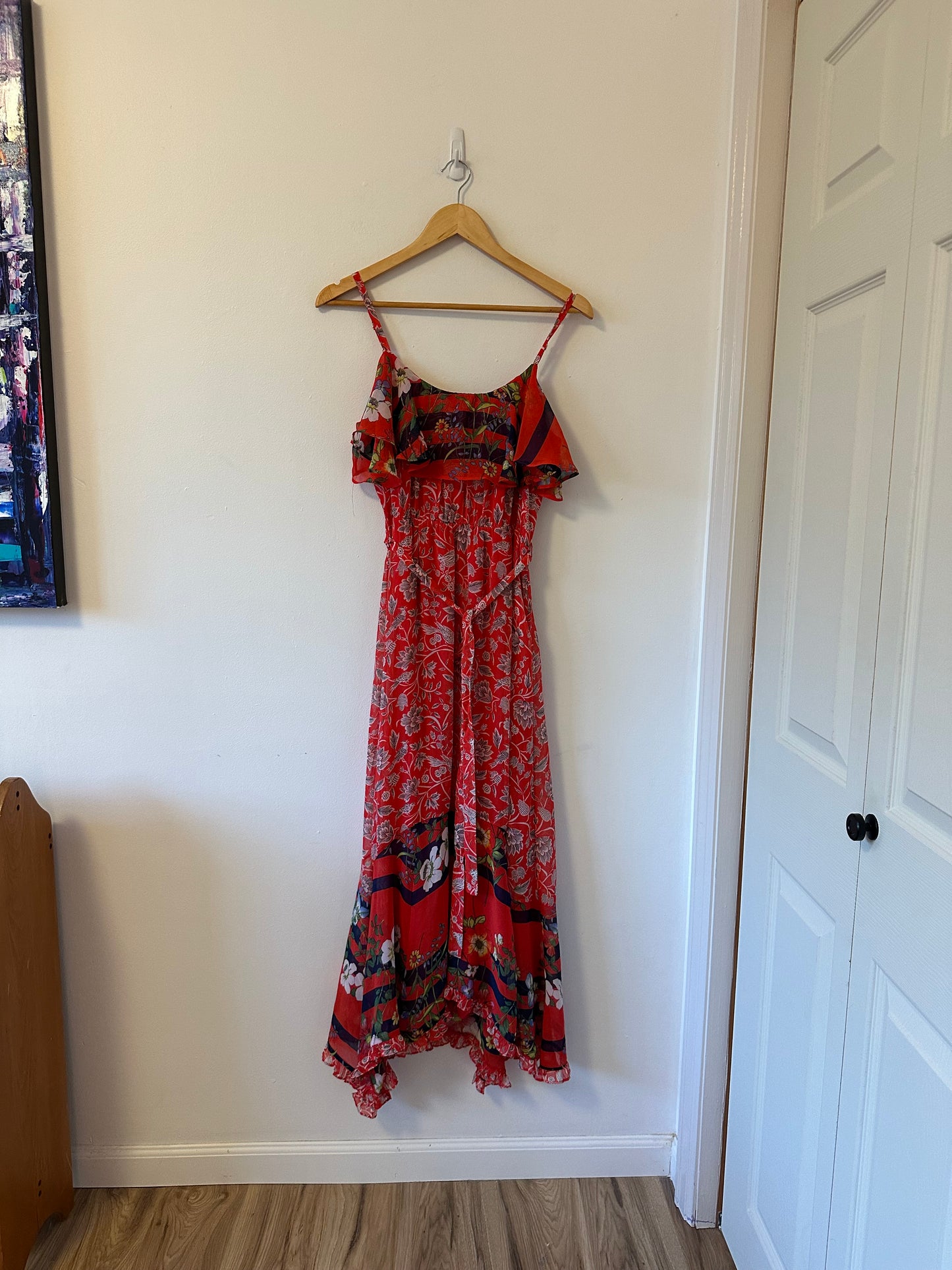 NWT Anthropologie One September Zuri Ruffle Midi Dress | Size Small