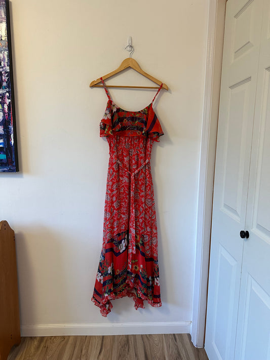 NWT Anthropologie One September Zuri Ruffle Midi Dress | Size Small