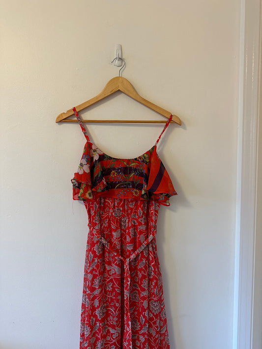 NWT Anthropologie One September Zuri Ruffle Midi Dress | Size Small