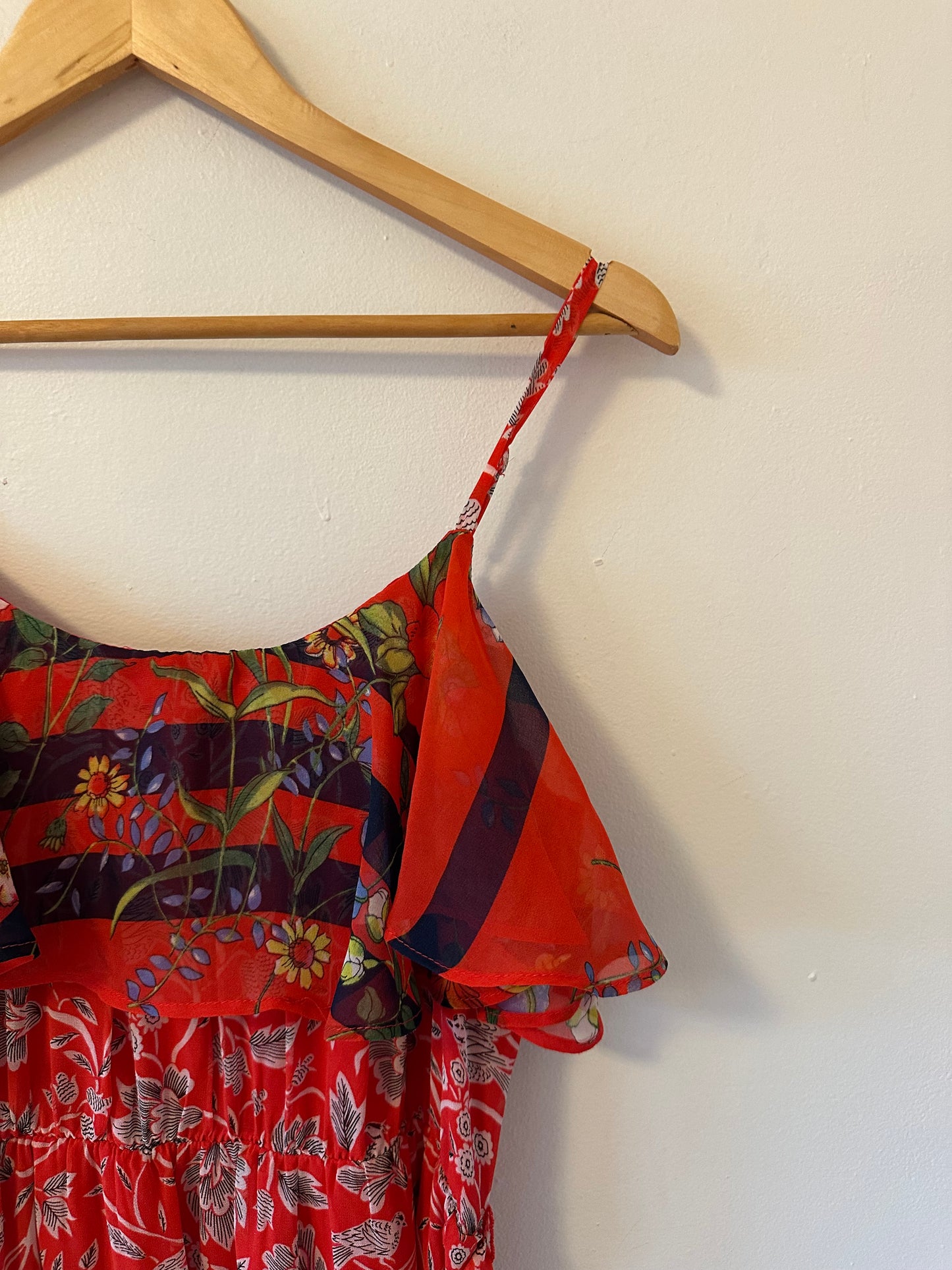NWT Anthropologie One September Zuri Ruffle Midi Dress | Size Small