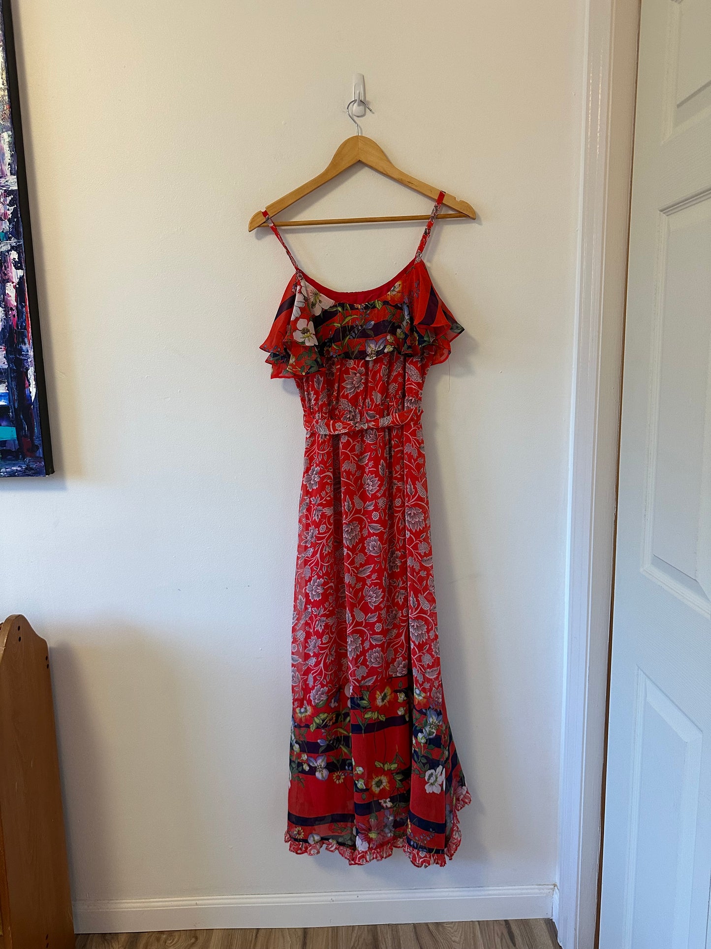 NWT Anthropologie One September Zuri Ruffle Midi Dress | Size Small