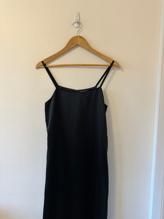 NWT Everlane The Satin Square Neck Black Slip Dress | Size 2