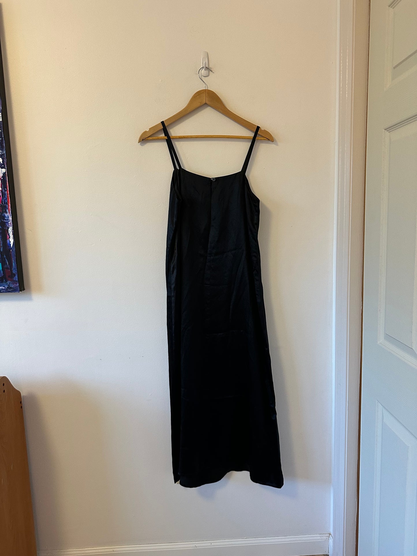 NWT Everlane The Satin Square Neck Black Slip Dress | Size 2